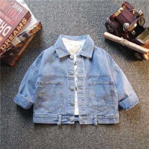 2021 korean style Spring girls fashion casual denim short jackets 1-7 years kids casual all-match coats motorcycle outwears