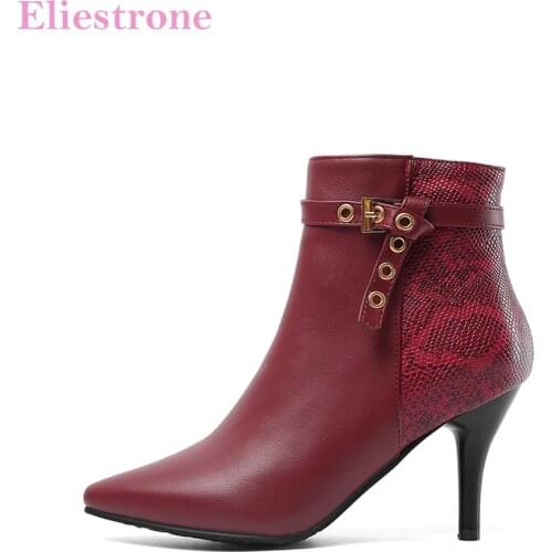 Brand New Fashion Red Black Women Ankle Boots High Stiletto Heels Lady Dress Shoes LS905 Plus Big Small Size 10 30 43 48