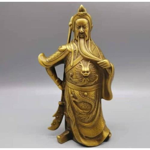 Pure copper Guan Gong To attract wealth and ward off evil spirits, Exquisite arts and crafts Fengshui ornaments Large