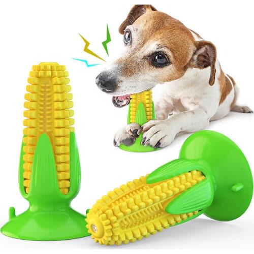Pet Supplies Creative Explosion Suction Cup Corn Squeaking dog toys Molar Stick Dog Toothbrush Tooth Cleaning Elasticitydog toy