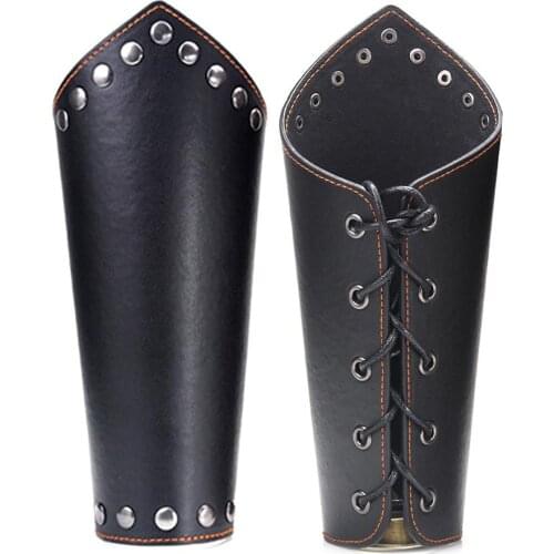 Faux Leather Arm Guard Medieval Knight Bracer Halloween Costume Party Props Wristband Protector Protective Safety Gloves