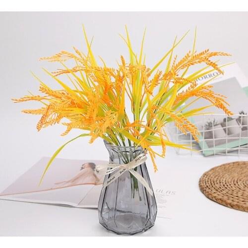Artificial Fower Real Wheat Plastic Flower Natural Dried Fake Flowers For Wedding Party Simulation Wheat Bouquet Decoration Home