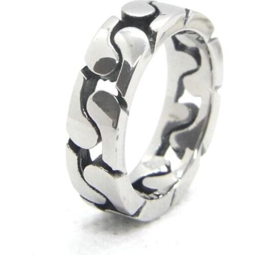 Newest Cool Golden Black Hollow Ring 316L Stainless Steel Fashion Jewelry Size 7-13 Unisex Biker Circular Ring