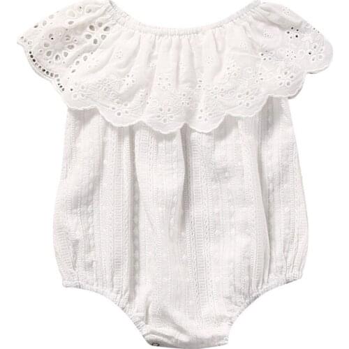 Newborn Infant Baby Toddler Kids Girl White Ruffle Lace Romper Jumpsuit Bodysuit Clothes Outfit Sunsuit Summer 2019 New