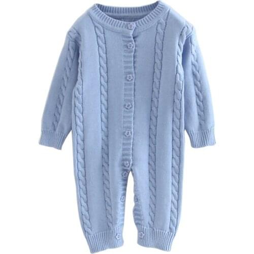 Baby Girl Romper Winter Casual Toddler Long Sleeve O Neck Solid Knitted High Quality Costume Family Boys Jumpsuits for 0-18M