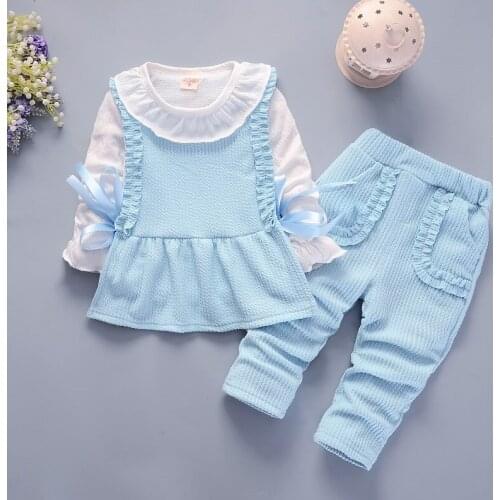 Baby Suit Spring Autumn Children Girls solid Clothes VEST T Shirt Pants 3Pcs/set Toddler Casual Clothing Infant Kids Tracksuits