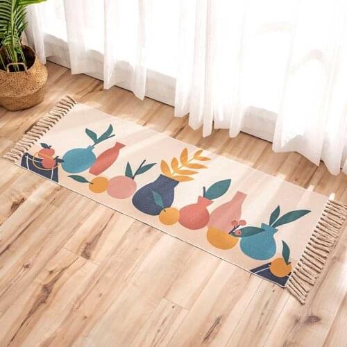 Fruit Cotton Linen Tassel Welcome Door Carpet Bedside Hallway Area Rugs Non Slip Bath Foot Pad Prayer Mats