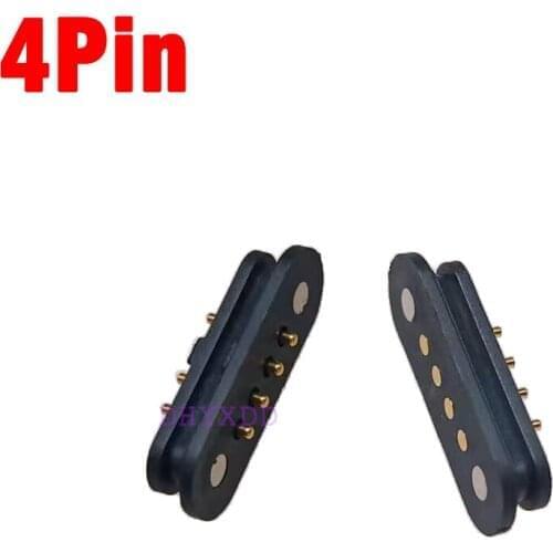 5 Pair Magnet Spring Loaded Pogo Pin Connector 4 Pin Pitch 2.5 mm Through Holes PCB Mount Male Female 2A 36V DC Max Power Charge