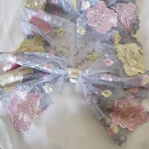 Soft Embroidered Flower Mesh Lace Fabric DIY Skrit Curtain Dress 25.5cm Wide 5yards Sewing Accessories V2767
