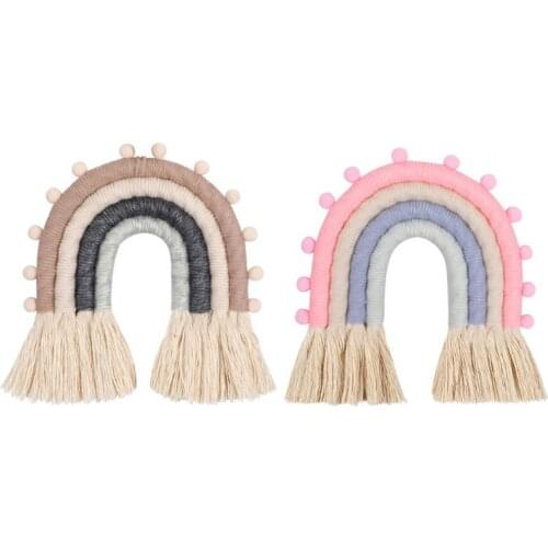 Rainbow Handmade Weaving Ornament Nordic Kid Room Wall Hanging Home Decoration M6CE