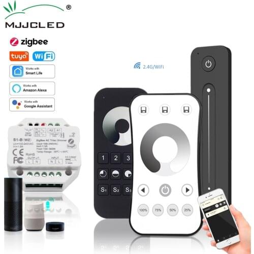 MJJC Zigbee Dimmer 220V AC 110V 230V Tuya Smart Switch Controller WIFI Wireless RF 2.4G Remote for Single Color LED Bulb Lamp