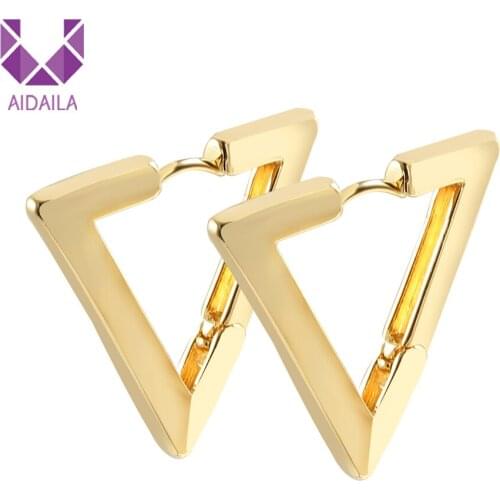 Triangle Hoop Earrings For Women Men Silver Color Copper Brass Earring Special Design Men Jewelry 2019 New Fashion