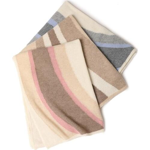 Real Pure 100% Cashmere scarf women 2021 autumn winter cashmere knitted curved gradient shawl soft waxy Stoles Pashmina