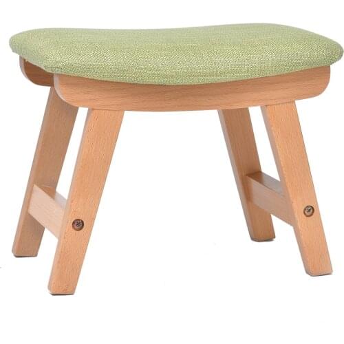 Chumu Solid Wood Stool Living Room Creative Small Bench Home Adult Footstool Sofa Shoe Changing Bench Fabric Low Stool