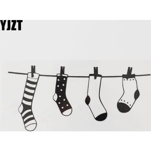 YJZT 15.1CM×6.9CM Sock Clip Icon Car Sticker Coat Hanger Vinyl Decal Black/Silver 13E-0071