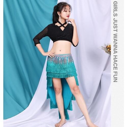 New Belly Dance Clothing Female Adult Elegant Top Practice Clothing Profession Sexy Competition Performance Tassel Long Skirt