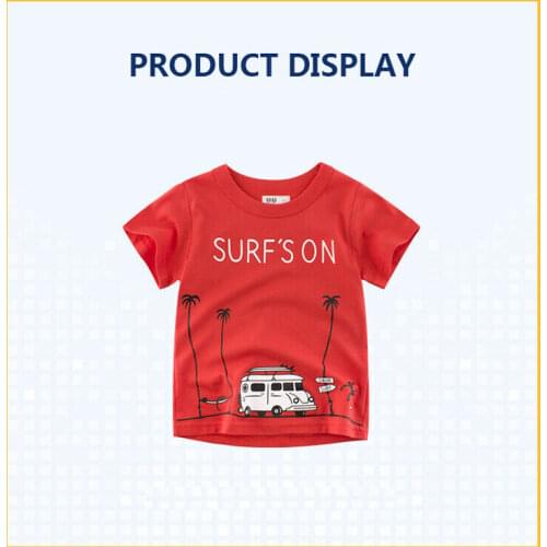 1-10T Newborn Kid Boy Summer Top Short-Sleeve T-Shirt Pure Cotton Cartoon Car Print