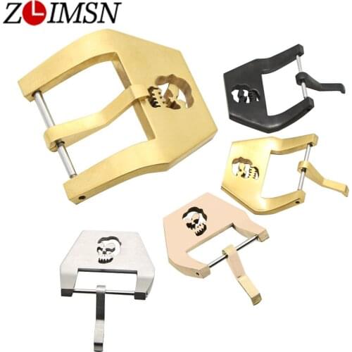 ZLIMSN Silver Black 316L Solid Stainless Steel Buckle Watch Band Strap Clasp Replacement Repair Tool Accessories 20mm 22mm 24mm