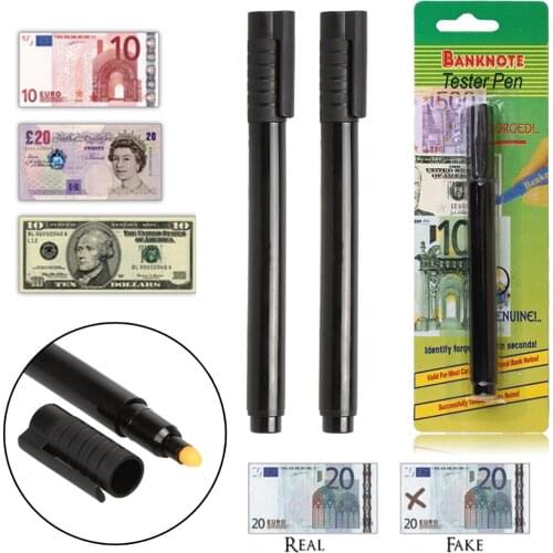 2pcs Money Checker Currency Detector Fake Banknotes Tester Pen Checking Detector Pen identifies notes quickly & easil