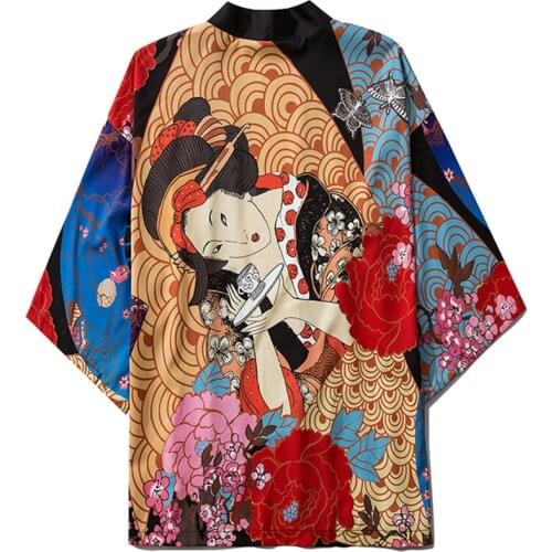 2020 Men Japanese Obi Male Yukata Kimono Cardigan Women Haori Japanese Samurai Traditional Japan Clothing Robe Korean