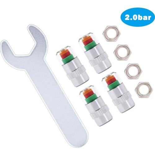 4pcs 2.0/2.2/2.4 Bar Car Tire Pressure Alert Cap Detection Monitoring Valve Warning Cap Tire Pressure Monitor Pressure Gauge Cap