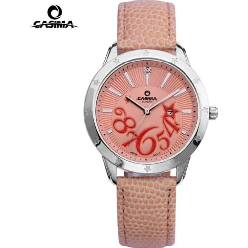 CASIMA Luxury Brand Watches Women Fashion Casual Quartz Wristwatch Leather Strap Waterproof Womens Watch Calendar Display 2803