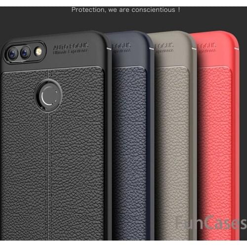 For huawei P Smart Case P Smart Cover TPU Silicone Litchi Pattern Bumper Soft Protective Back Cover Rugged Case Huawei enjoy 7S
