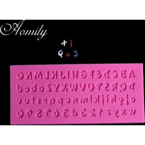Aomily 0-9 A-Z Number Letter Fondant Silicone Mold Candle Sugar Craft Tool Chocolate Cake Mould Kitchen DIY Baking Decorating