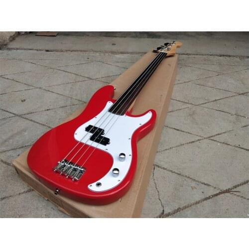 Red 4 Strings Electric Bass Guitar,Mahogany Body&Fretless Rosewood Fingerboard BJ-447 448