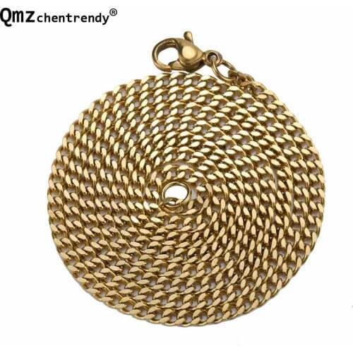 Fashion 2.3mm Mens Miami Cuban Link Necklaces Hip hop Men Gold Simple Curb Chains Necklace Jewelry Wholesale Price 60CM