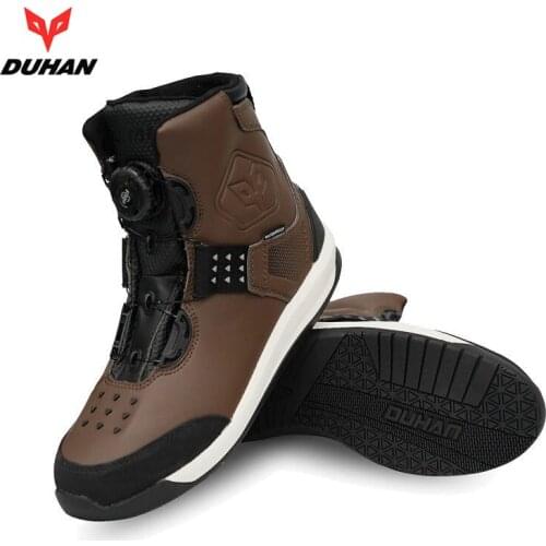 DUHAN Motorcycle Boots Men Waterproof Motocross Shoes Motorbike Riding Botas Moto Fast Lacing Boot D-2006