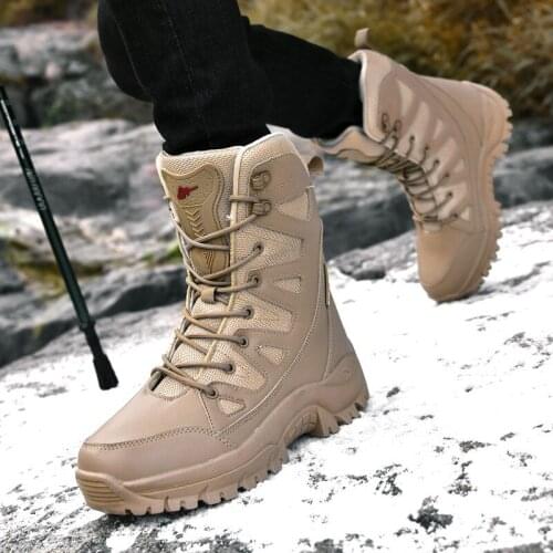 Men Tactical Military Boots Mens Casual Shoes Leather SWAT Army Boot Motorcycle Ankle Combat Boots Black Botas Militares Hombre