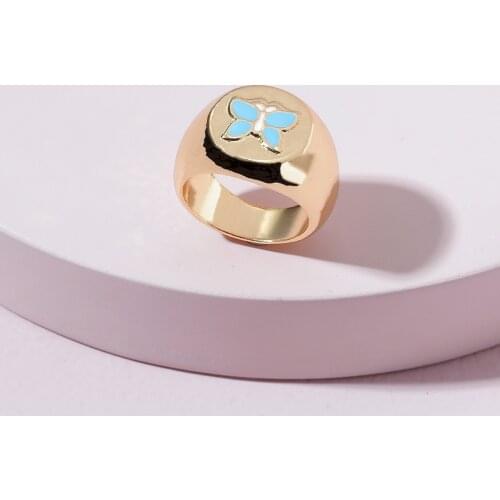 New Multicolor Butterfly Ring Simple Retro Butterfly Ring For Women Girls Fashion Jewelry