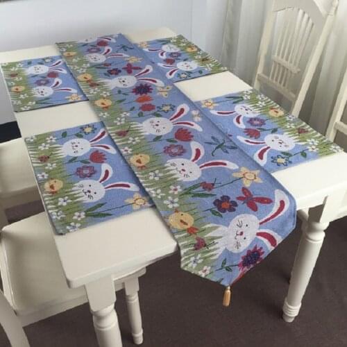 Easter Rabbit Style Table Cloth and Dinner Table Mat Placemat for Easter Decorations Tablecloth