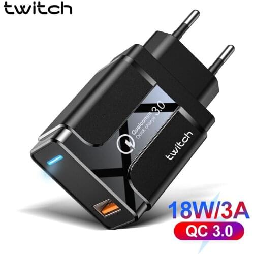 Twitch 18W Quick Charge 3.0 USB Charger 5V 3A Fast Charging Adapter Mobile Phone Charger For iphone Samsung Xiaomi LG Huawei