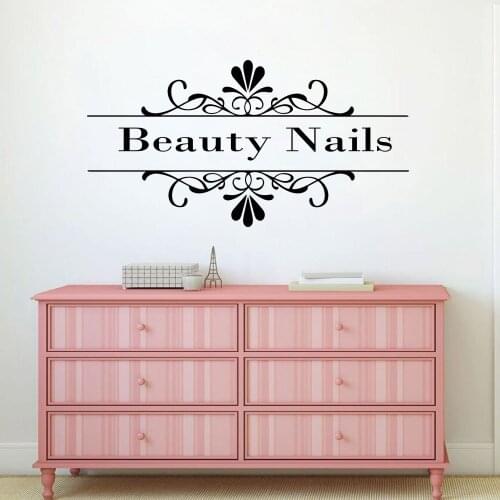 Nail & Beauty Quote Vinyl Wall Sticker Nails Wallpaper For Beauty Salon Decor Wall Decals For Girl Bedroom Art Wall Stickers