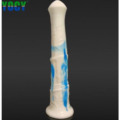 YOCY Realistic Horse Dildo Long Stimulator Aniaml Fake Penis Silicone Colorful Butt Plug Sucker Dildos Couples Toys Masturbation