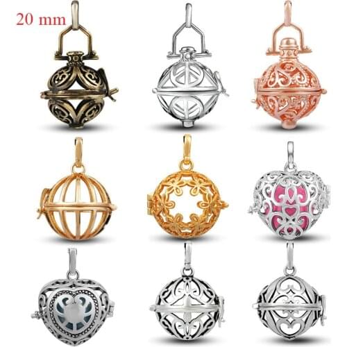 Eudora 20mm Cage pendant jewelry Heart Flower necklace Aroma Diffuser Perfume Aromatherapy Harmony Locket for Chime ball