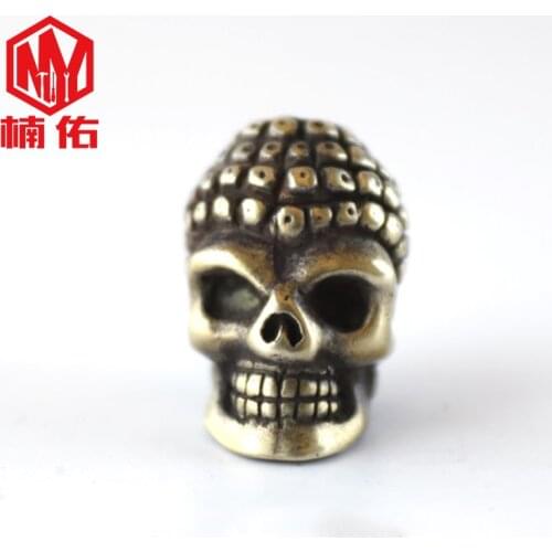 1PC Buddha Head Retro Brass Copper EDC Paracord Beads Lanyard Pendants Knife Beads Umbrella Rope Cord Necklace Bracelet Beads