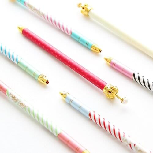 1PC Creative Metal Crown Diamond Gel Pen 0.5mm Kawaii Black Ink Gel Pen for Girls Gift School Supplies Novelty Stationery
