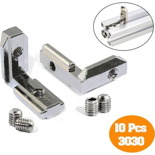 10 Pcs EU 3030 T Slot L-Shape Aluminum Profile Interior Corner Connector Joint Bracket with screw 90 Degree Interior Corner
