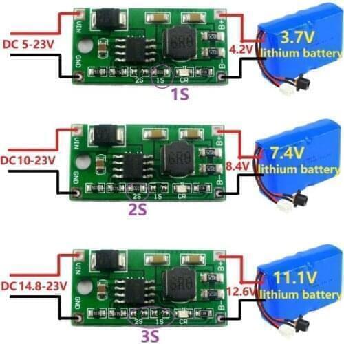 1S 2S 3S Buck DC 5V-23V 6V 9V 12V 15V 19V to 4.2V 8.4V 12.6V 8650 Li-Ion Lipo Lithium Battery Charger Module 3.7V 7.4V