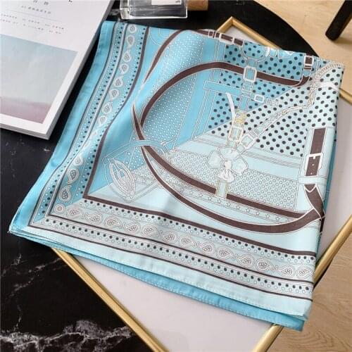 2020 Fashion Women Silk Neck Scarf Print Small Hair Accessories Tie Foulard Lady Headband Hand Kerchief Office Femme Scarfves