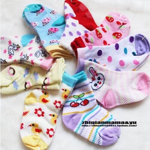 5pairs/lot ) 100% cotton Baby socks rubber boys socks floor socks kids small girls socks 1--3years TG-F6G-5P
