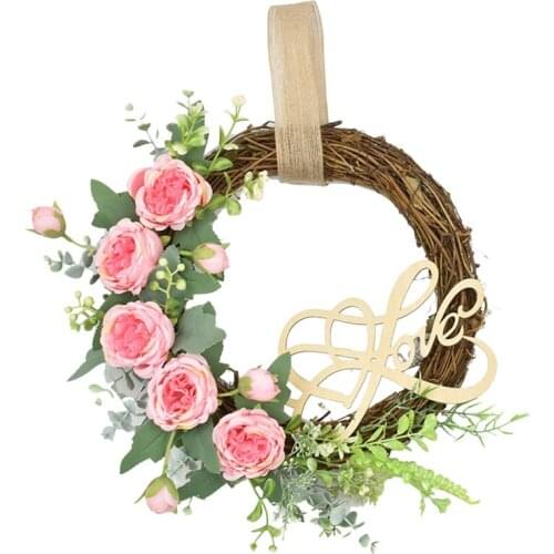 Promotion! Artificial Peony Wreath Mothers Day Wreath for Front Door Wedding Arch Party Wall Window Garden Office Home Decor