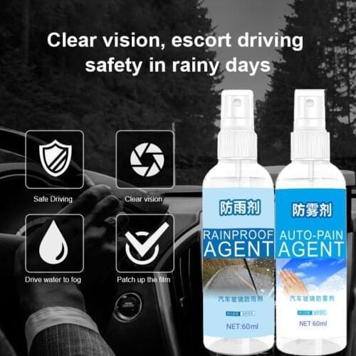 60ml Anti-fog Agent Waterproof Rainproof Anit-fog Spray Car Window Glass Bathroom Cleaner Car Cleaning Car Accessories TSLM1