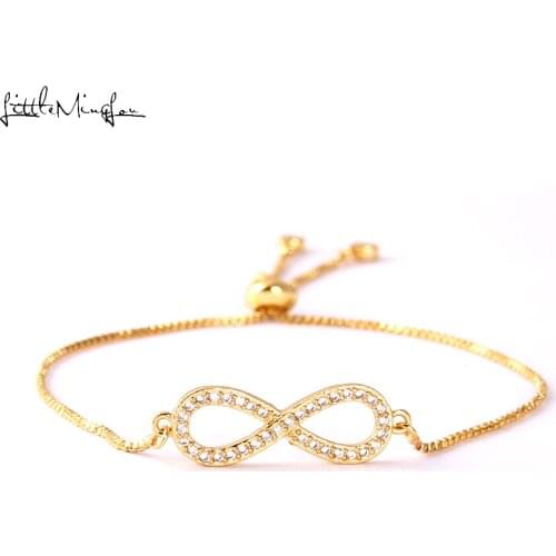 Little MingLou Men Bracelet CZ zircon infinity Charm Adjustable Link Chain women bracelets & bangles for women Jewelry
