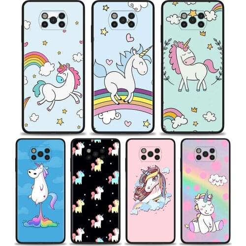 Back Case for Xiaomi Poco X3 NFC X3 Pro F1 F3 M3 TPU Cover for Redmi Note 8 8T 9 9T 9S 10 Pro Phone Cover Unicorn On Rainbow