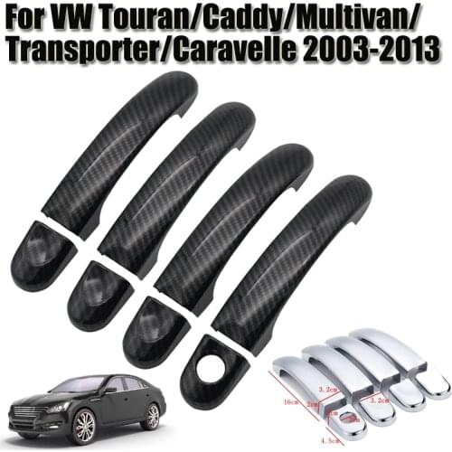 Car Exterior Door Open Handle Styling ABS Chrome/Carbon Fiber Cover For VW Touran/Caddy/Multivan/Transporter/Caravelle 2003-2013