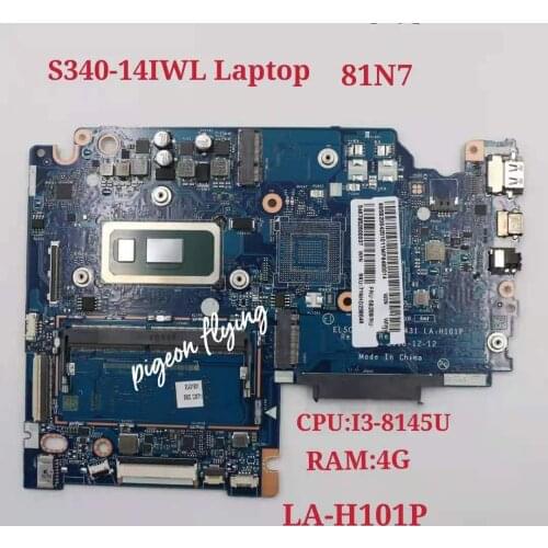 For Lenovo S340-14IWL Laptop Motherboard 81N7 CPU I3-8145U 4GB-RAM LA-H101P FRU 5B20S42002 100% Tested OK
